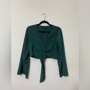 NWOT Forever 21 Emerald Green Witchy Long Sleeve Crop Top!